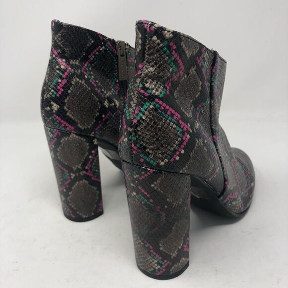BRECKELLE’S | Snake Animal Print Side Zip Boots Booties Gray Pink Teal Size 7 - Picture 4 of 11